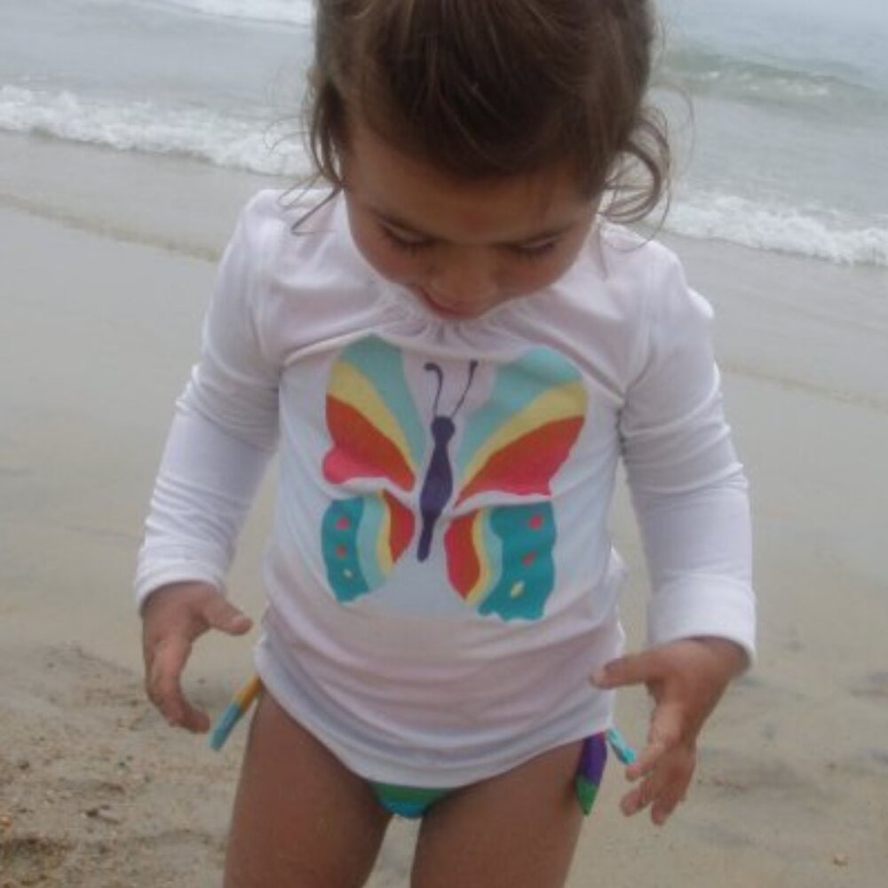 Baby Gap Butterfly Decal Long Sleeve Rash Guard for Toddler Sz 2 yrs